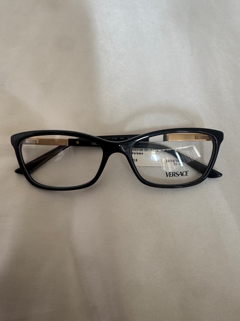 Versace Black And Gold Rectangular Optical Frames